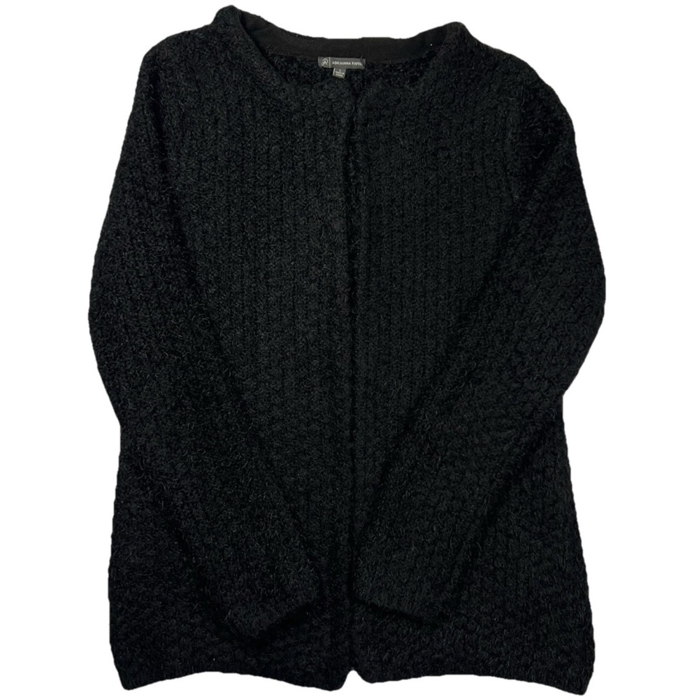 Adrianna Papell Duster Fuzzy Cardigan Open Front Women’s Size Large Black